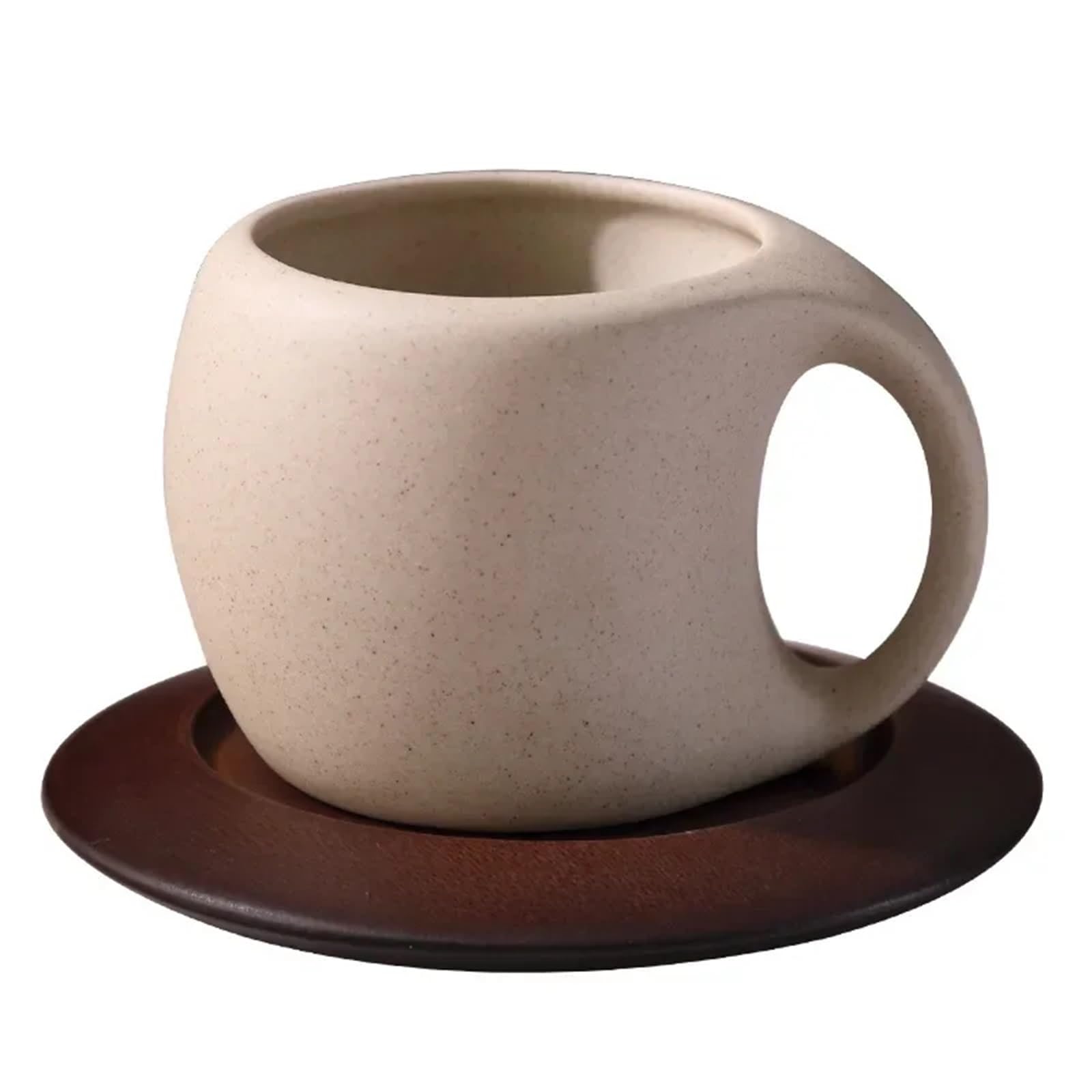 Set di Tazze da caffè e piattini Set di Tazze e piattini da caffè in Ceramica, Tazze da caffè Latte retrò, sottobicchieri in Legno, Tazze da tè, cucchiai e Tazze con Fiori