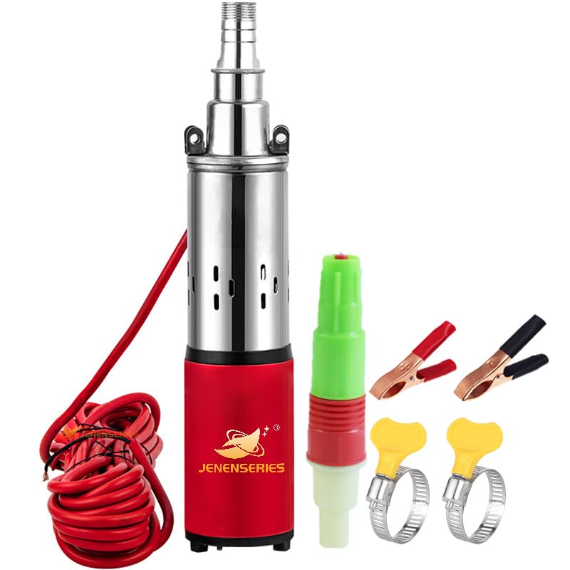 12V Deep Well Submersible Pump solar DC 250W Electric Powered Water Pump kits with 1" Outlet Screw Pump max.98ft Lift,396GPH Flow, for Irrigation Agricultural Garden Home