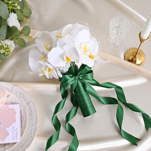 Image of Forest Green Double Face Satin Ribbon 1 inch X 50 Yards Spool Bright Colors Very Suitable for Weddings Gift Package Wrapping Dancer Wand Sewing Party Hair Bow Invitation Decorations and More