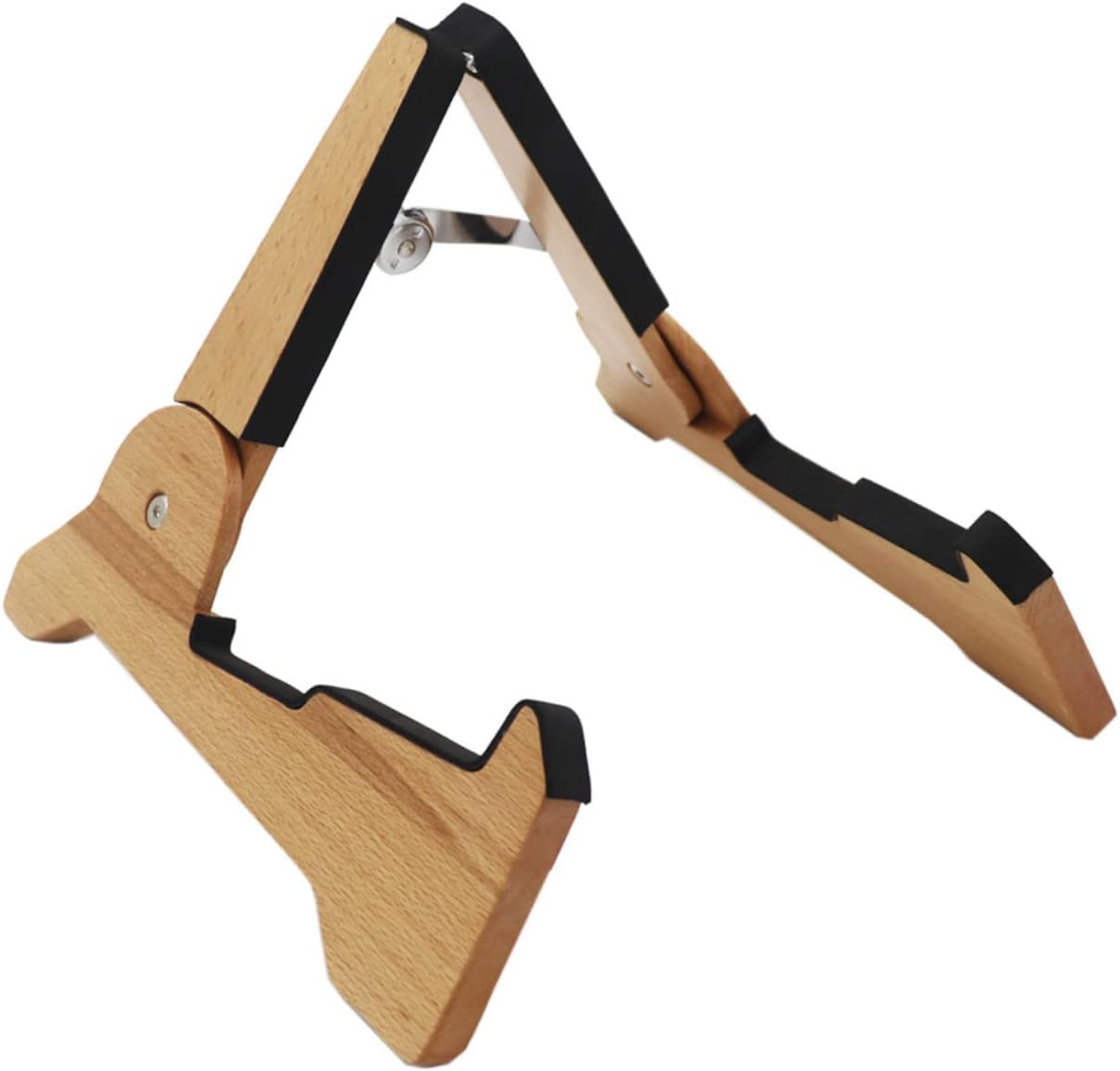 Wooden Guitar Stand Foldable Portable Guitar Bracket for Acoustic Electric Bass Ukulele Holder Stable Music Instrument Display Rack for Home Studio Stage