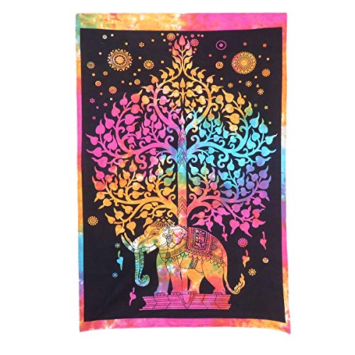 AVA Collections Arazzo multicolore da appendere alla parete con motivo psichedelico, in cotone indiano, poster, telo da picnic, decorazione da parete, coperta, decorazione da parete per camera da