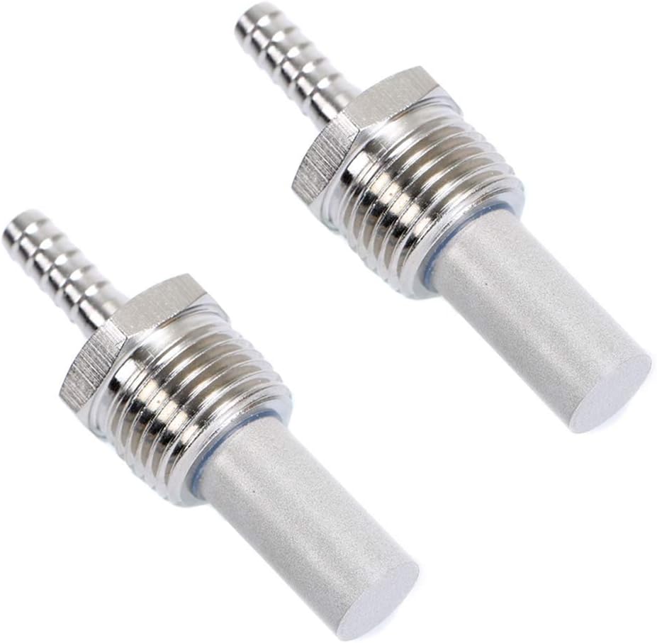 Joywayus 2pcs 0.5 Micron Stainless Steel Aeration Stone Inline Oxygenation Diffusion Stone 1/2 NPT Carbonation Stone With Barb