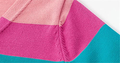 Mud Kingdom Little Girl Cardigan Sweater Rainbow Stripe Cotton V-Neck4