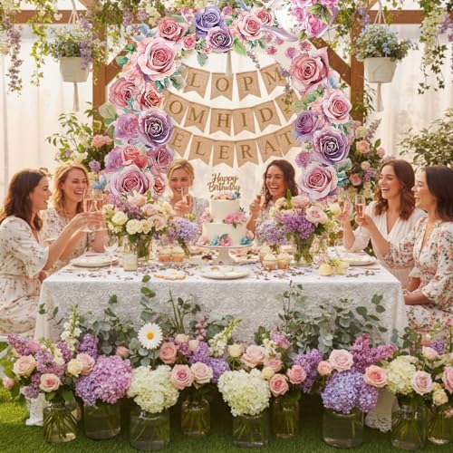 Decoración Floral para Fiesta Tea Party Pink 33.78 x 67.49 in miniatura 5