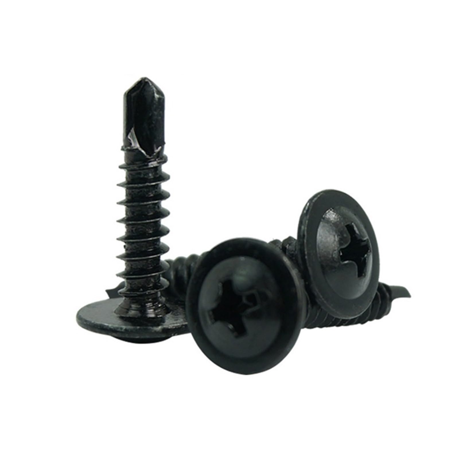 Schwarze Schrauben, selbstschneidende Schrauben, M4,2, große Flachkopf-Bohrschwanzschraube, elektrische Bohrschraube, 100-teiliges/200-teiliges Set(Color:200pcs,Size:50MM_M4.2)