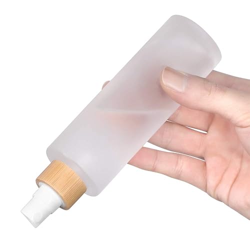 Miniatura 3 de Paquete de 2 atomizadores de cristal esmerilado de 34 onzas dispensador de botellas de vidrio de bambú natural vacío perfumes de viaje de maquillaje