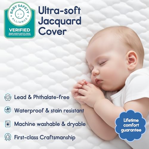 Image of Pro Goleem Pack and Play Mattress (38 inchx26 inch), Waterproof Pack n Play Mattress Pad with Carry Bag, Firm Playard Mattress with Soft Cover, for Babies and Toddlers