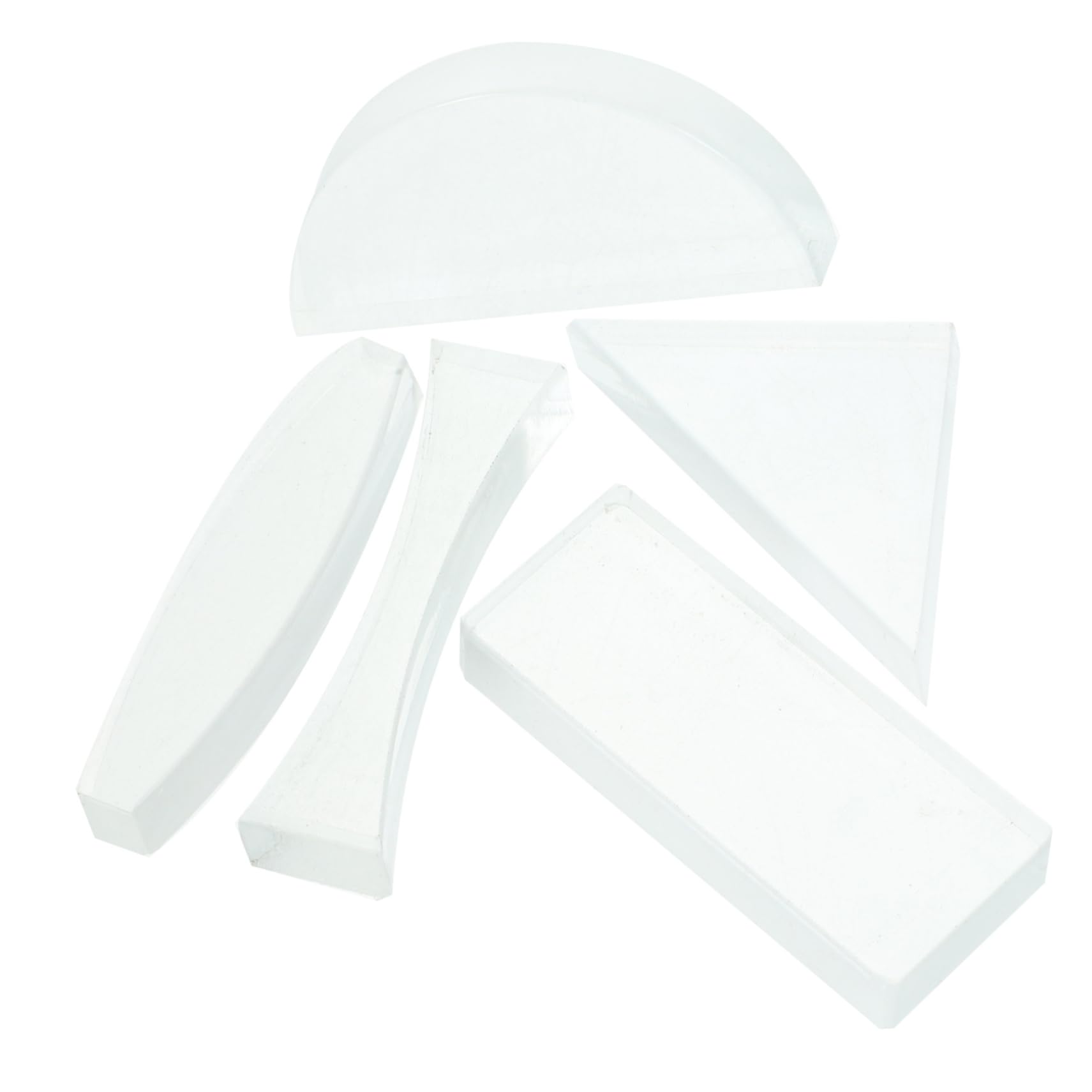 FUNOMOCYA Educational Optical Kit 5 Pcs Lenses Semicircular Rectangular Triangular Lenses for Physics Demonstrations