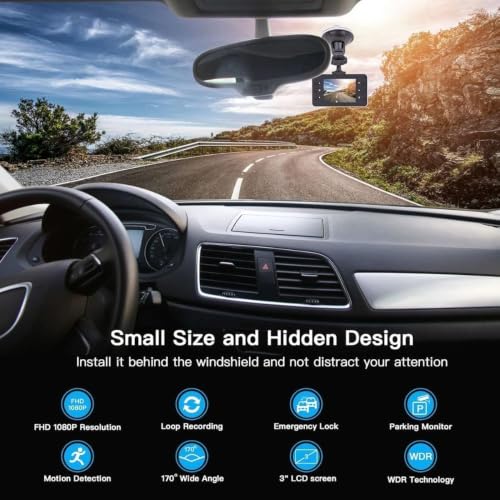 Image of DDLC 3MP 1080P Full HD Dashcam Smart Car Security Camera with 170 Wide Angle | G-Sensor | Loop Recording | Motion Tracking & Parking Monitor (car Camera)