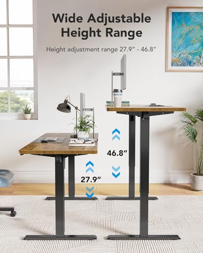 Image of Marsail 55x24 Electric Standing Desk - Adjustable Height Computer Desk with Memory Presets, Storage Bag & Cable Management for Home Office & Gaming Workstations