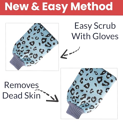 Image of TEMPERIA (1 pcs) Exfoliating Gloves for Dead Skin - Body Scrubber for Bathing, Bath & Shower for Women & Men - Premium, Ergonomic Design Exfoliator Scrub (Random Colors) (MN03)