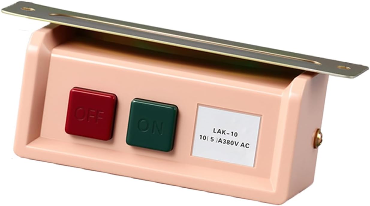 Universal Push Button On & Off Switch, Start Stop Pushbutton Switch Insulation and Heat Resistance 10A 220V/380V Contact Material Iron for Industrial Sewing Machine Motor (Pink)