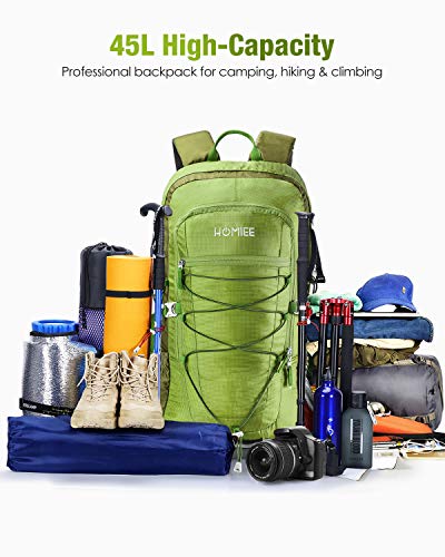 HOMIEE Wandelrugzak 45L, Arbeidsbesparende Ademende Lichtgewicht Wandelrugzak, Multifunctioneel Hangsysteem Trekkingrugzak Outdoor Skiën Bergbeklimmen Klimmen Camping Rugzak - Image 7