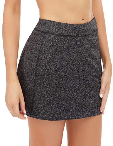 Saia feminina iClosam atlética e leve para corrida, tênis, golfe, esportes, Dark Grey_print, Large