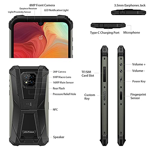 Ulefone Armor 8 Pro Rugged Phone,Android 11 8Gb+128Gb Waterproof Cell Phone,Helio P60 Octa-Core 16Mp Triple Rear Camera, 6.1" Hd+ Display 5580Mah Battery, Global Dual Sim 4G Mobile Phone-Black #TOP2