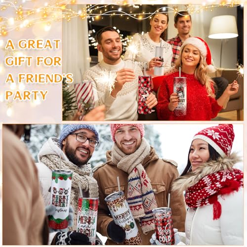 Vasos de Navidad Layhit: pack de 12 termos delgados de acero inoxidable para regalar 5