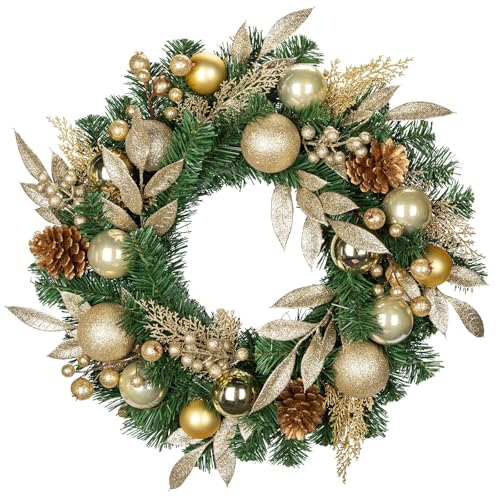 24 inch Christmas Door Wreath, Pine Wreaths for Front Door