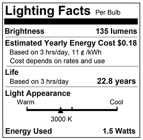 Lohas Led C7 S6 Night Light Bulb, 15 Watt Light Bulbs Equivalent(1.5W), Mini Led Bulb Candelabra E12 Base, Soft/Warm White 3000K Led, Small Light For Bedroom Salt Lamp(6 Pack) #TOP7