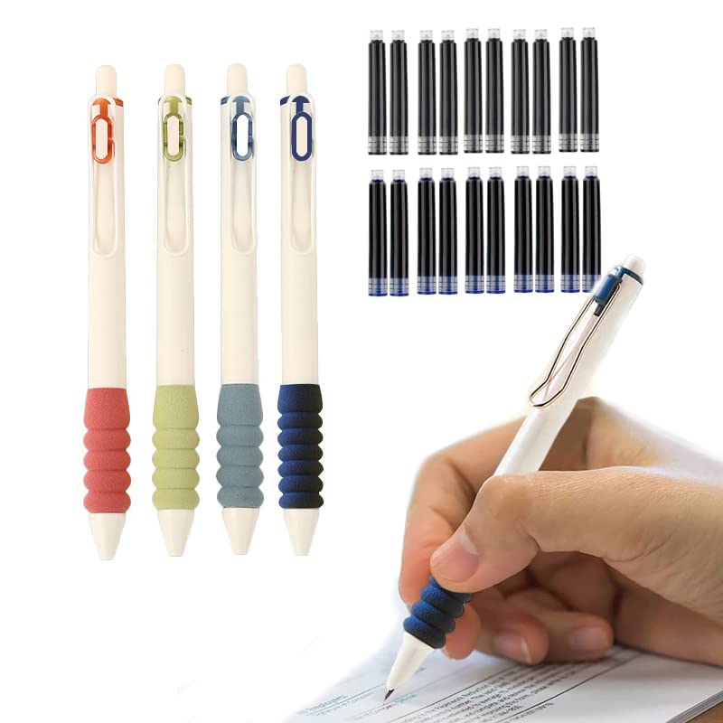 Füllfederhalter Set – 5 Stifte + 50 Tintenbeutel, 0,38 Mm Extrafeine Spitze, Rutschfester Griff Für Glattes Schreiben