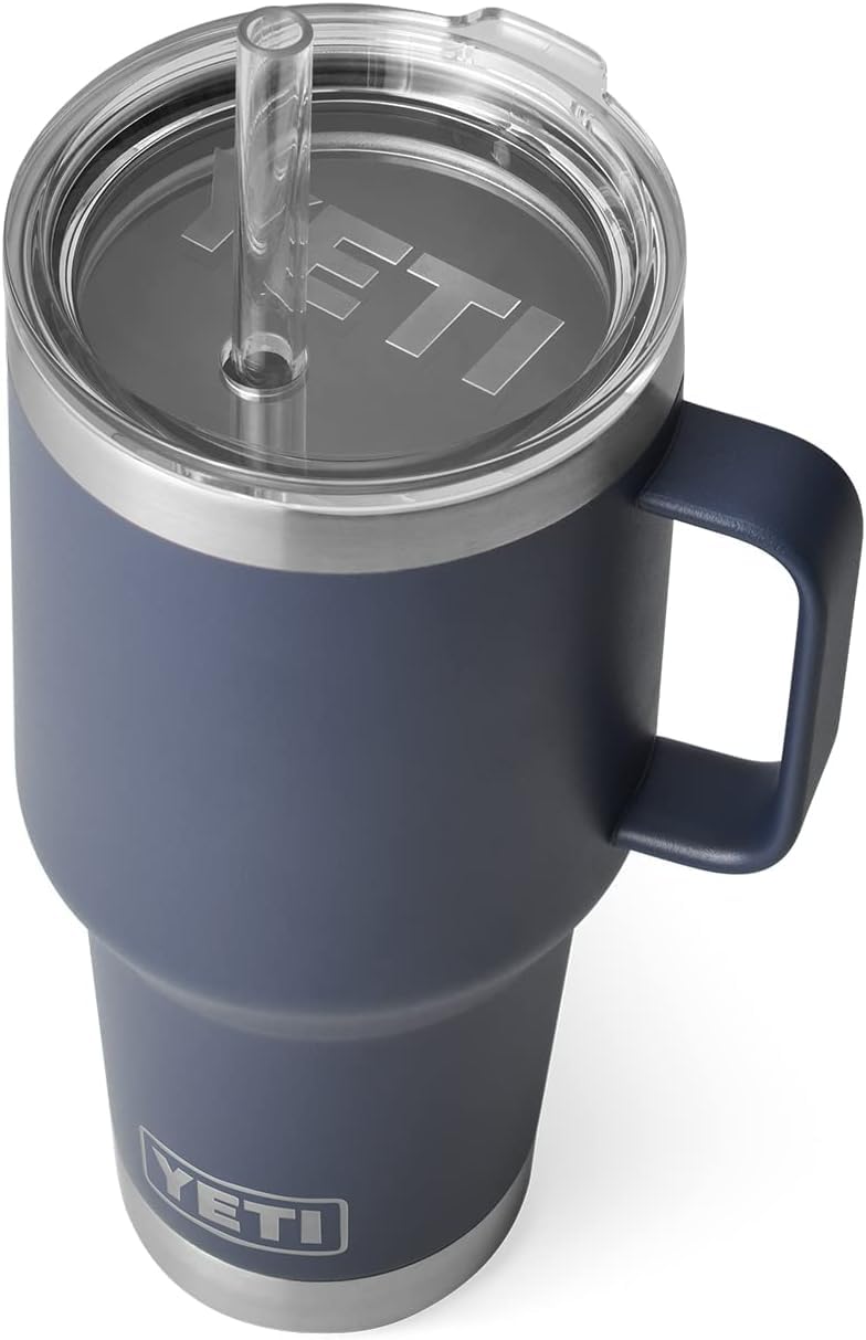 YETI Rambler Straw Mug, Stainless Steel Vacuum Insulated Mug with Stronghold Lid, Navy, 35 oz (1 l), 1000 ml