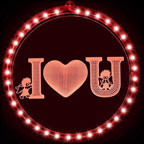 Valentine’s Day Window Decorative Light Backdrop String Lights Decorative Red Love Valentine Lights for Windows Pathway Patio Bedroom Party Holiday Wall Decoration (I Love U) (I Love U) Cover