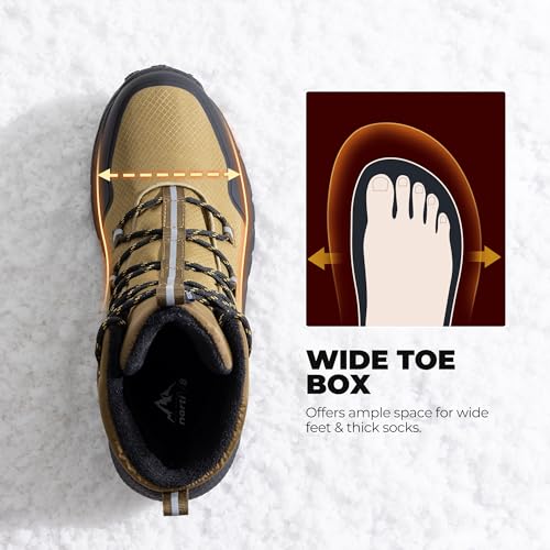 NORTIV 8 Men's Wide Winter Boots Grip on Snow Ice Insulated Waterproof Lightweight Comfortable Hiking Outdoor Boots,Size 7.5W,Light Taupe,SNSB25006M-W