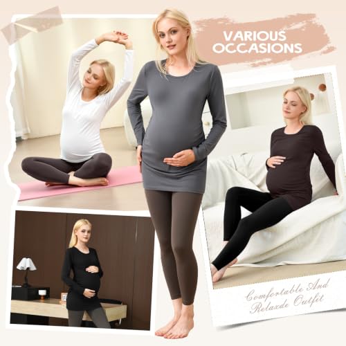 CADITEX Maternity Long Sleeve Shirt for Women Side Ruched Top Black M - image 6