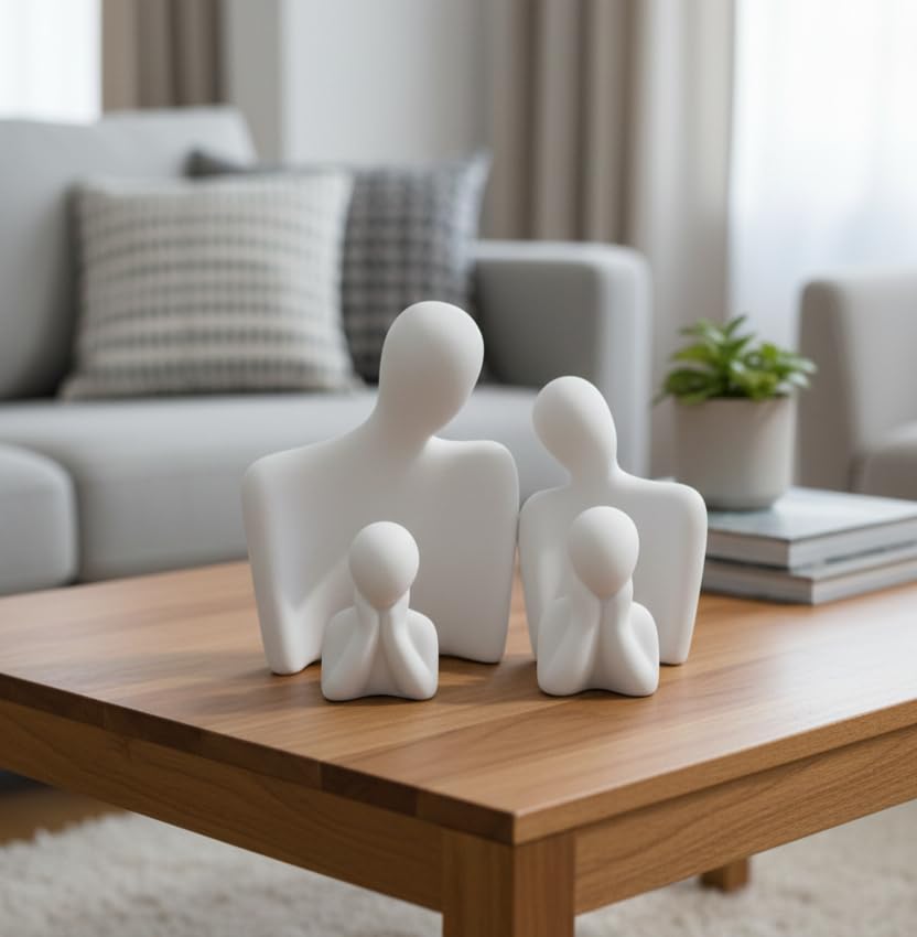 AABCO Showpiece for Home Decor Showpiece, Posture Figure for Home Shelves Decorative Item (Family Set of 4)