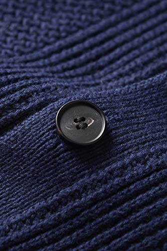 ZHILI Men's 100% Cotton Shawl Collar Cardigan Sweater Button Knitwear4