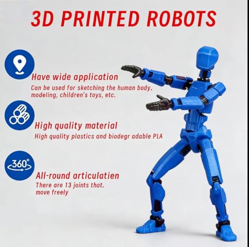 Image of Assembly Completed Titan 13 Action Figures Set,3D Printed Multi-Jointed Movable Nova 13 Robot T-13 Lucky 13 Collectible Figurines Model for Desktop Decor Gift (Black)