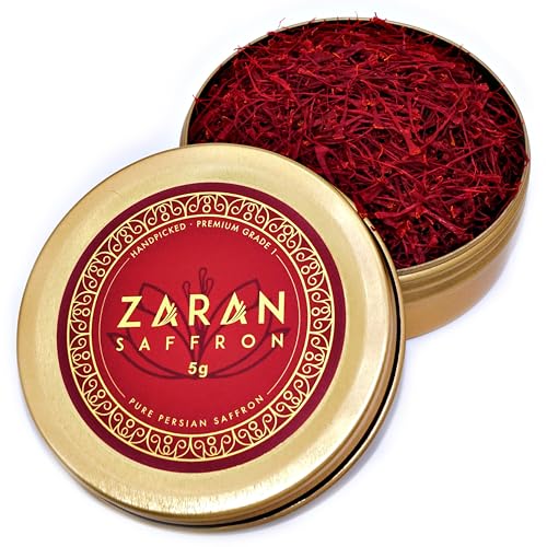Zaran Saffron, Superior Saffron Threads (Super Negin) Premium grade Saffron Spice for Paella, Risotto, Tea's, and all Culinary Uses (5 Grams)