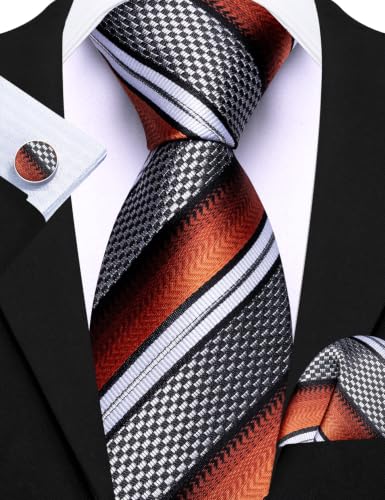 Image of Barry.Wang Designer Mens Tie Sets Collection, Eleagnt Gift Box Tie Clips Handkerchief Cufflink Set