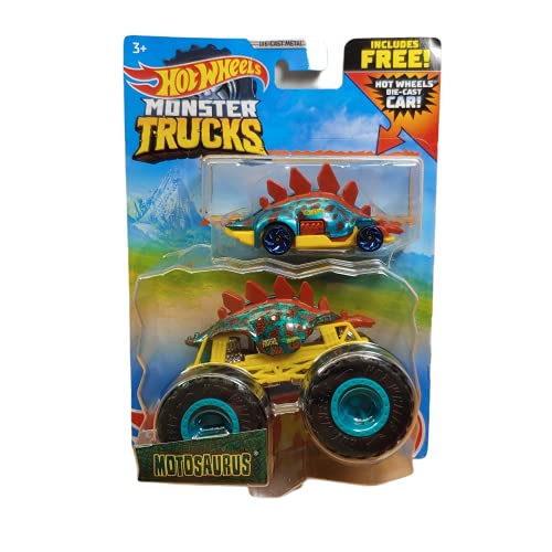 Image of Hot Wheels Monster Trucks Hotwheels Monster Trucks Motosaurus, Includes Free Die Cast Car [Teal], Kid