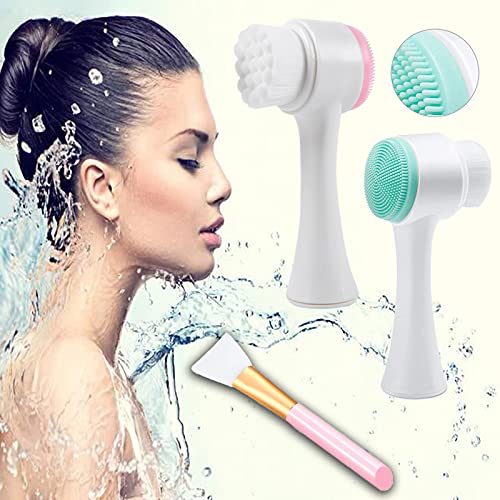 Brosse visage manuelle, Brosse nettoyante pour le visage, Têtes de Brosse Exfoliantes pour Nettoyage en Profondeur, Exfoliation Douce, Suppression des Points Noirs, Massage2 pièces Cover