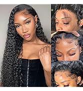 YEEAAK 13X4 Deep Wave Lace Front Wigs Human Hair Deep Curly HD Transparent Lace Frontal Wig Wigs ...