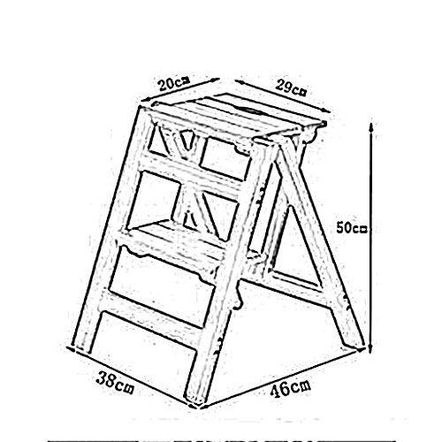 Silla escalera de madera maciza LUNEZY acabado blanco de 3 pasos 3