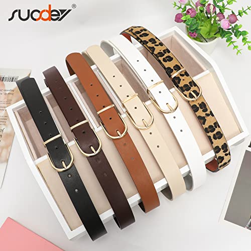 Image of 2 Pack Women Soft Faux Leather Waist Belt for Ladies Jeans Dress Chic belt with Pin Buckle SUOSDEY Fashion Casual Belt