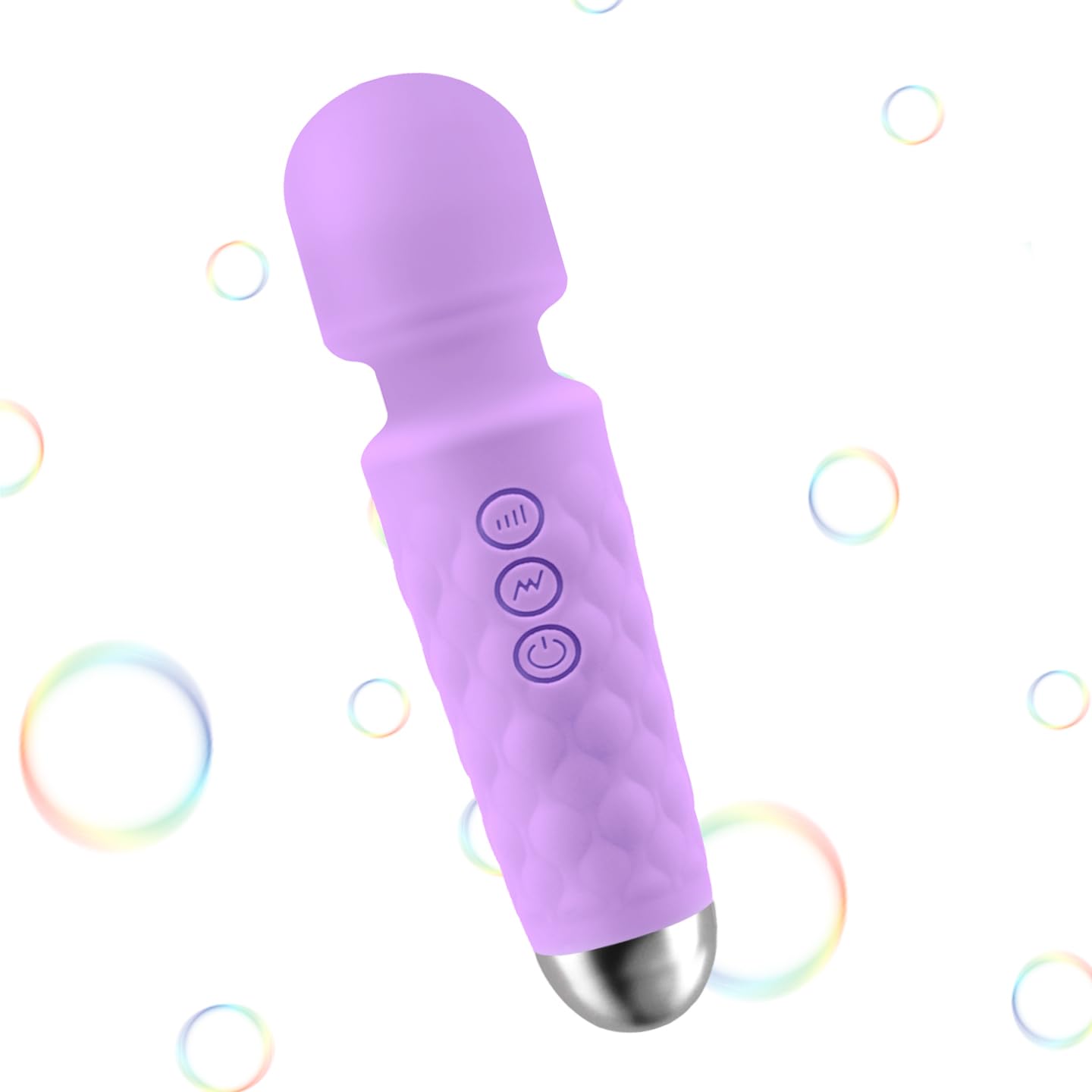 Rechargeable Mini Back Massager - 20 Modes and 8 Speeds - Relieves Tension, Muscles, Back, Aches and Pains - Great for Traveling and on The Go (Lilac)