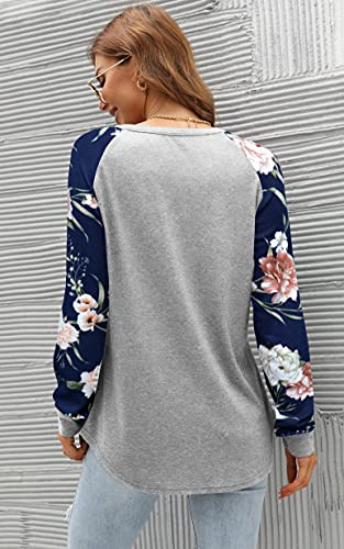 Image of Aifer Womens Long Sleeve Shirts Crew Neck Pullover Sweatshirt Pattern Raglan Casual Tunic Tops