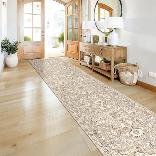 Pauwer Boho Hallway Runner Rug 2'6'' x 14' Washable Entryway Area Rugs Non Slip Farmhouse Vintage Floor Mat Long Carpet Runner for Hallways Laundry Room Kitchen Bathroom Bedroom
