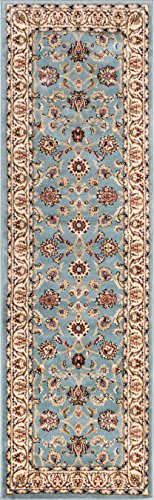 Well Woven Barclay Sarouk Light Blue Traditional Area Rug 2'7'' X 9'6'' Runner