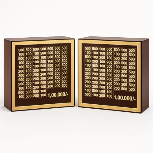 Image of Bonsenkitchen Money Saving Box for Kids and Adults | Wooden Money Bank with Lock | 1 Lakh Saving Box with Numbers | Undiyal Hundi Pig Bank (reguler Pack of 2)