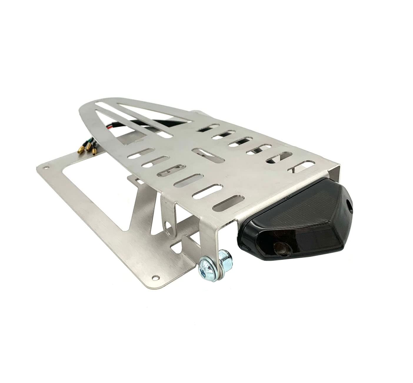 Portatarga per KTM TM Honda Yamaha Pieghevole Adattaible su Qualsiasi Moto Enduro Motard dal 125 cc in Poi con Faretto Led Nero