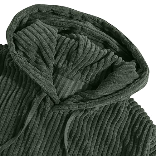 Ymosrh Men's Winter Hoodie Long Sleeve Casual Corduroy Drawstring Pullover Hoodies with Pocket Pullover Hoodie, S-3XL4