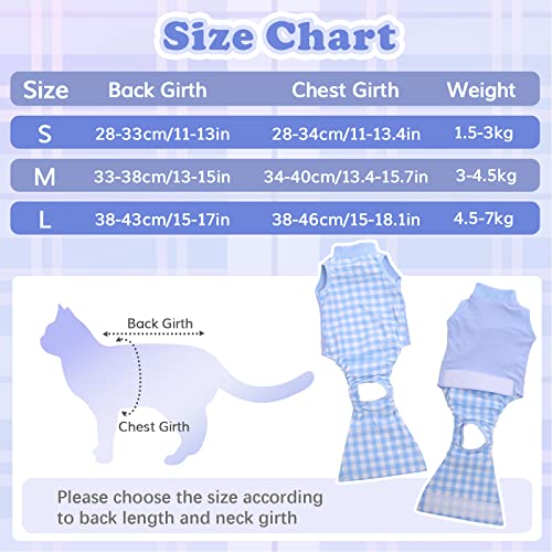 PUMYPOREITY Recovery Anzug Katze Katzenbody Nach Op Body Operation Haut-Krankheit Recovery Nach Kastration für Bauchwunden Bandagen E-Halsband Alternative für Katzen nach Operationen(Blau, S) - Image 3