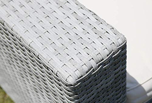 ラタン編みL字ソファー4点セット グレー 人工ラタン ガーデンチェアー ラウンジ ホテル カフェ ベランダ リゾート テラス バルコニー 屋外家具 7枚目