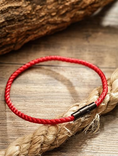 HAQUIL Red Lucky Paracord Bracelet | Durable Unisex Braided Cord with Stainless Steel Closure4