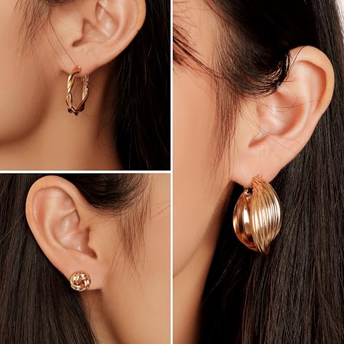 Fumwase Gold Jewelry Set for Women Fashion Costume Jewelry Multi Layered Necklaces Stackable Bracelets Hoop Earrings Knuckle Rings for Valentine Anniversary Birthday Gift Adult4