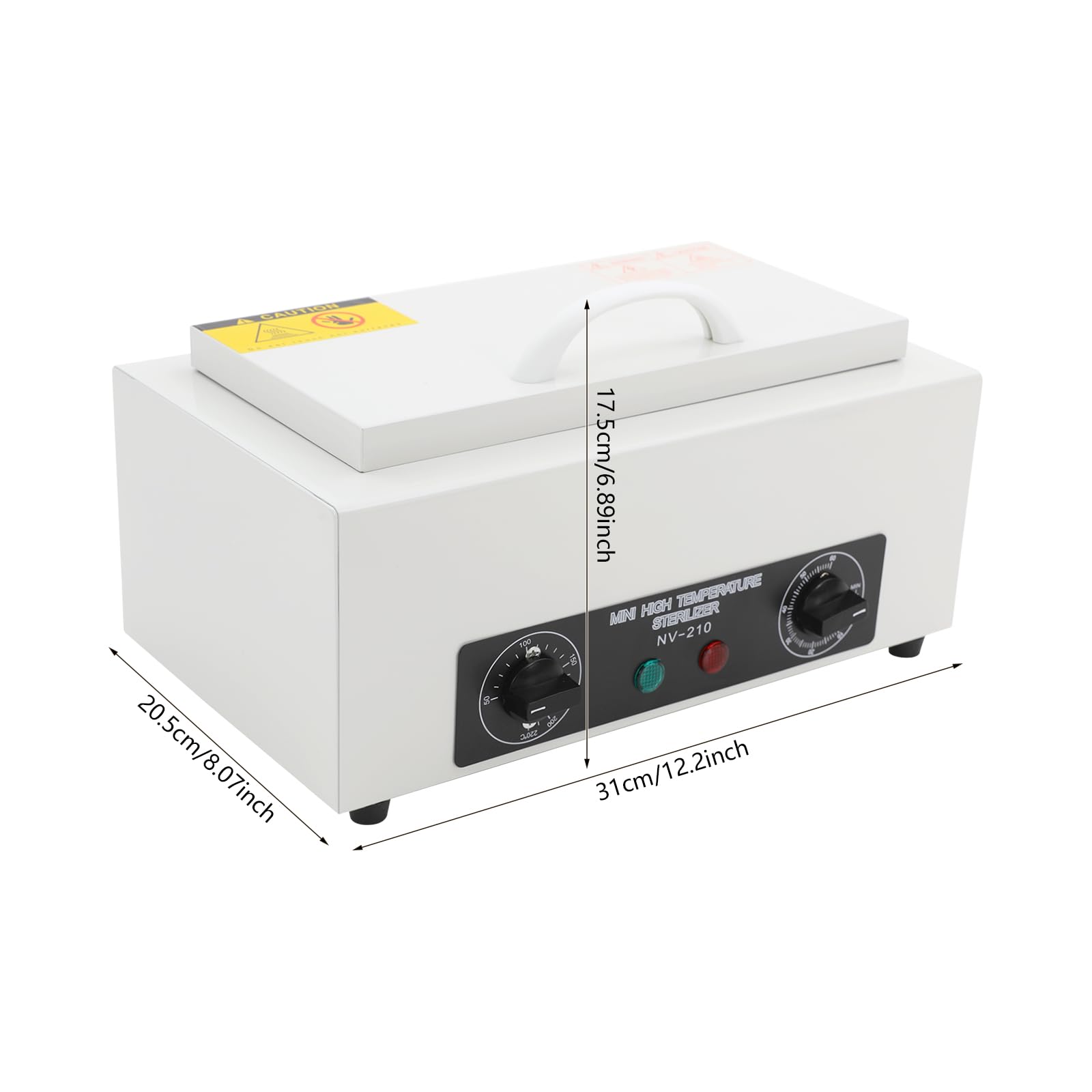 Sterilisator für Instrumente 2L, 300W Heißluftsterilisator mit 50–220°C Temperaturregelung, 0–60 Min Timer, Für Nagel-, Kosmetik- und Pflegewerkzeuge