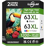 LLAOLLAO 63XL Ink Cartridges Combo Pack Replacement for HP Ink 63 (1 Black, 1 Color) - Compatible with HP OfficeJet and Envy series - Upgrade Chips, Reliable Printing Effect